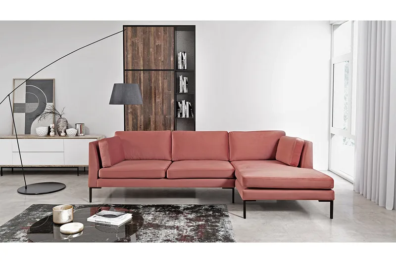 Ocean Hörnsoffa Vänster - Rosa - Möbler - Soffa - Sammetssoffa