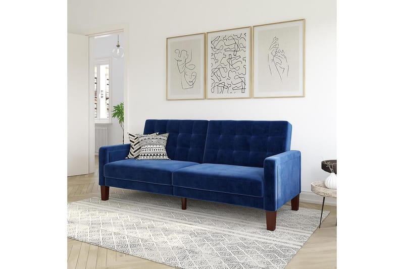 Porter 2-sits Bäddsoffa Sammet/Blå - Dorel Home - Möbler - Soffa - Sammetssoffa