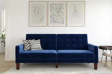 Porter 2-sits Bäddsoffa Sammet/Blå - Dorel Home - Möbler - Soffa - Sammetssoffa