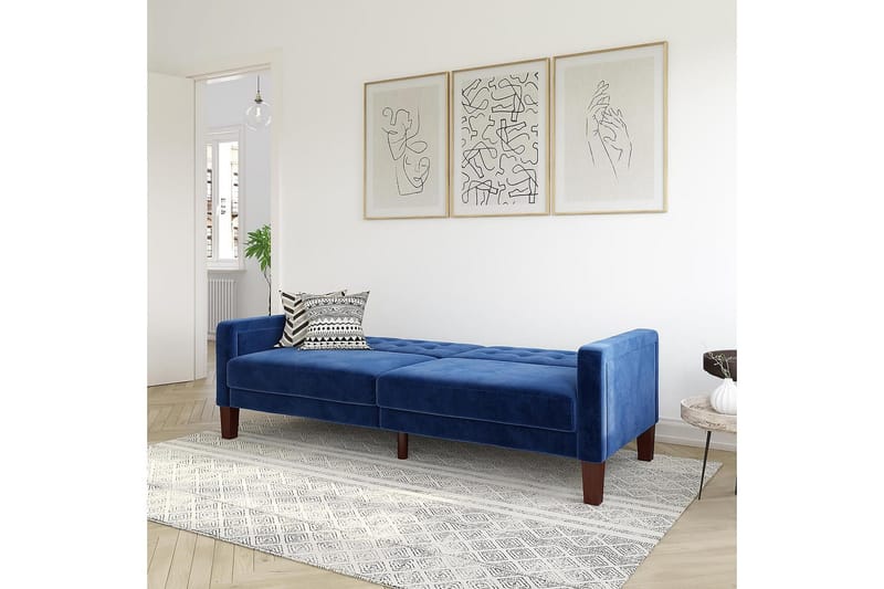 Porter 2-sits Bäddsoffa Sammet/Blå - Dorel Home - Möbler - Soffa - Sammetssoffa