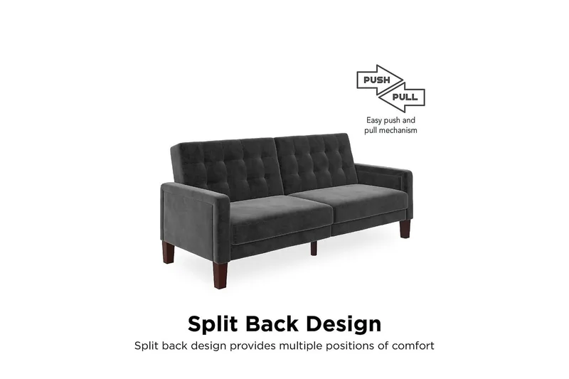 Porter 2-sits Bäddsoffa Sammet/Grå - Dorel Home - Möbler - Soffa - Sammetssoffa