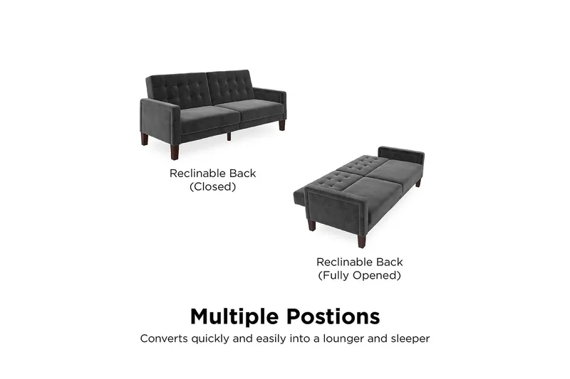 Porter 2-sits Bäddsoffa Sammet/Grå - Dorel Home - Möbler - Soffa - Sammetssoffa