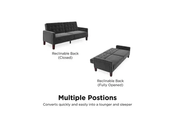 Porter 2-sits Bäddsoffa Sammet/Grå - Dorel Home - Möbler - Soffa - Sammetssoffa