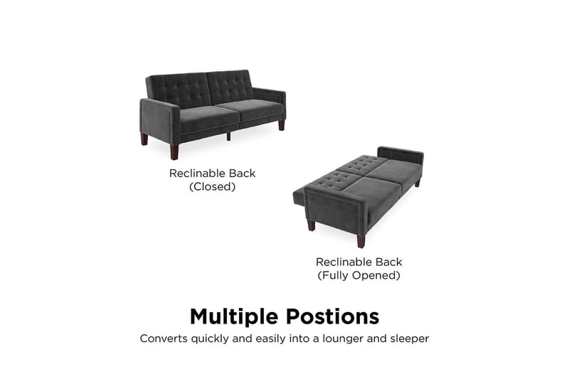 Porter 2-sits Bäddsoffa Sammet/Grå - Dorel Home - Möbler - Soffa - Sammetssoffa