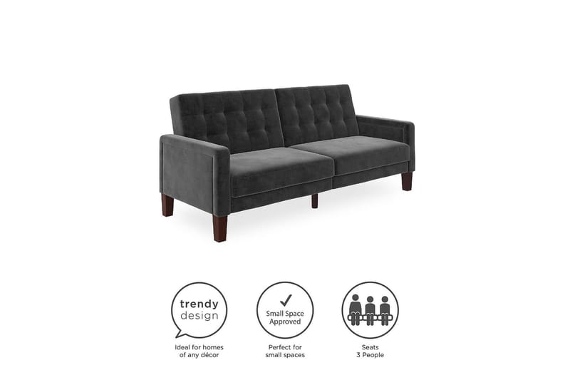 Porter 2-sits Bäddsoffa Sammet/Grå - Dorel Home - Möbler - Soffa - Sammetssoffa