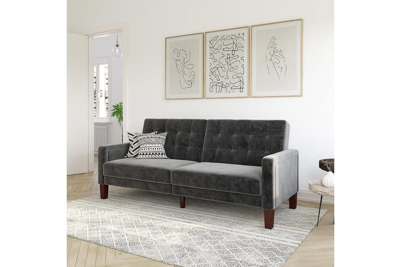 Porter 2-sits B äddsoffa Sammet/Grå - Dorel Home - Möbler - Soffa - Sammetssoffa