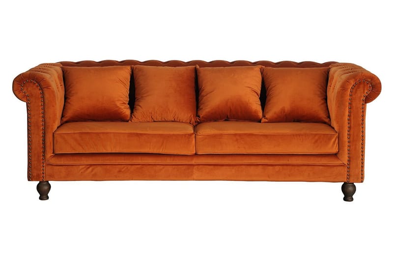 Sammetssoffa Ryan 3-sits Orange - 3 sits soffa - Sammetssoffa - Howardsoffa - Chesterfield soffa
