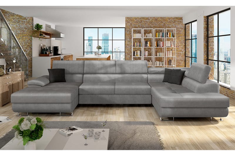 Rycka Hörnsoffa Höger - Grå - Möbler - Soffa - Sammetssoffa