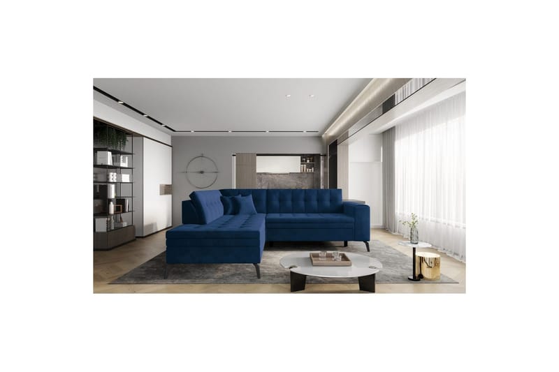Sektion Eltap Lanvin 260x210x93 cm - Lukso 40, Mörkblå, Vänster - Möbler - Soffa - Sammetssoffa