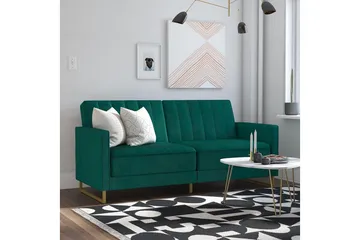 Skylar 2-sits Bäddsoffa Ställbar Sammet/Grön /Mässing - Novogratz - Möbler - Soffa - Sammetssoffa