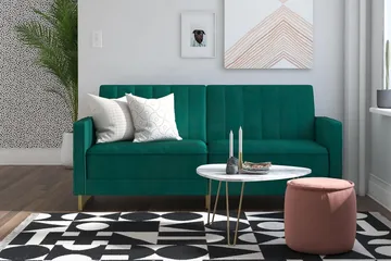 Skylar 2-sits Bäddsoffa Ställbar Sammet/Grön /Mässing - Novogratz - Möbler - Soffa - Sammetssoffa