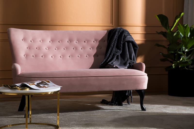 Soffa Thunia Sammet - Ljusrosa - Möbler - Soffa - Sammetssoffa