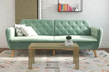 Tallulah 2-sits Bäddsoffa Sammet/Ljusgrön - Novogratz - Möbler - Soffa - Sammetssoffa