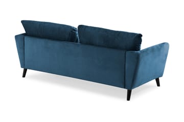 Trend 3-sits Rektangulär Sammetssoffa med Svängda Armstöd - Blå - Möbler - Soffa - Sammetssoffa
