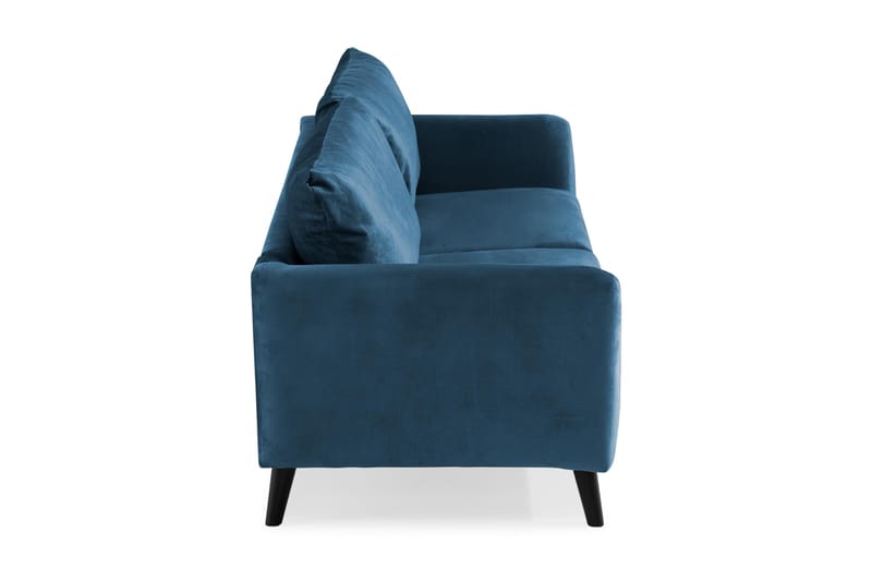 Trend 3-sits Rektangulär Sammetssoffa med Svängda Armstöd - Blå - Möbler - Soffa - Sammetssoffa
