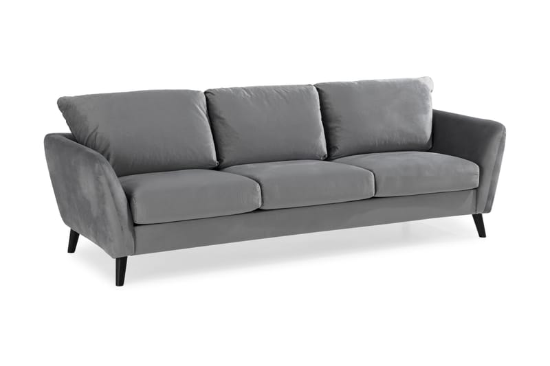 Trend 3-sits Rektangulär Sammetssoffa med Svängda Armstöd - Ljusgrå - Möbler - Soffa - Sammetssoffa