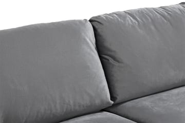 Trend 3-sits Rektangulär Sammetssoffa med Svängda Armstöd - Ljusgrå - Möbler - Soffa - Sammetssoffa