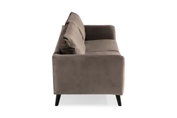 Trend 3-sits Rektangulär Sammetssoffa med Svängda Armstöd - Taupe - Möbler - Soffa - Sammetssoffa