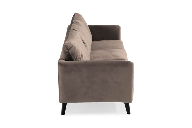 Trend 3-sits Rektangulär Sammetssoffa med Svängda Armstöd - Taupe - Möbler - Soffa - Sammetssoffa