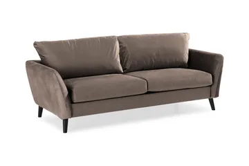 Trend 3-sits Rektangulär Sammetssoffa med Svängda Armstöd - Taupe - Möbler - Soffa - Sammetssoffa