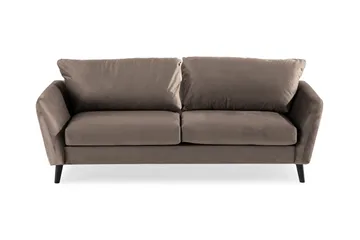 Trend 3-sits Rektangulär Sammetssoffa med Svängda Armstöd - Taupe - Möbler - Soffa - Sammetssoffa