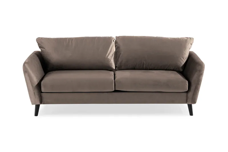 Trend 3-sits Rektangulär Sammetssoffa med Svängda Armstöd - Taupe - Möbler - Soffa - Sammetssoffa