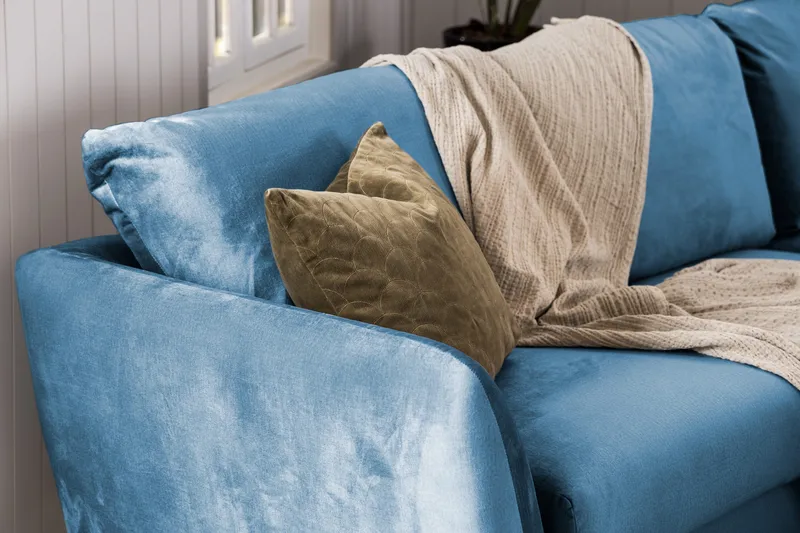 Trend 3-sits Sammetssoffa - Blå - Möbler - Soffa - Sammetssoffa