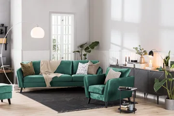 Trend 3-sits Sammetssoffa - Grön - Möbler - Soffa - Sammetssoffa