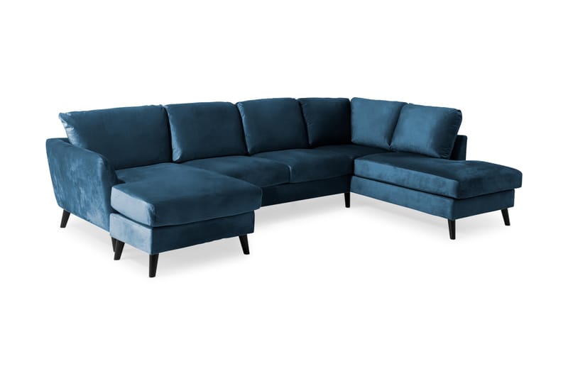 Trend 4-sits Högervänd U-formad Soffa med Divan och Schäslong i Sammet - Blå - Möbler - Soffa - Sammetssoffa
