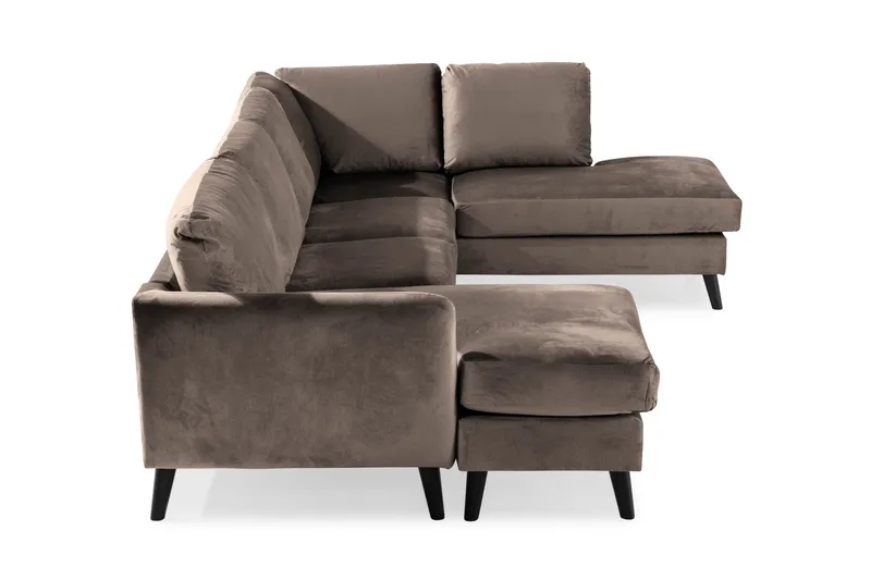 Trend 4-sits Högervänd U-formad Soffa med Divan och Schäslong i Sammet - Brun - Möbler - Soffa - Sammetssoffa