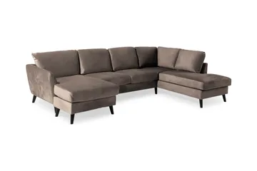Trend 4-sits Högervänd U-formad Soffa med Divan och Schäslong i Sammet - Brun - Möbler - Soffa - Sammetssoffa