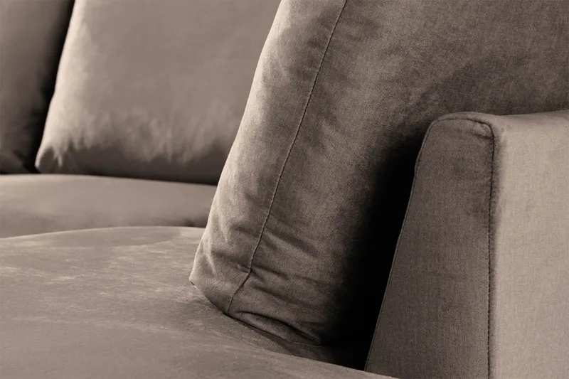 Trend 4-sits Högervänd U-formad Soffa med Divan och Schäslong i Sammet - Brun - Möbler - Soffa - Sammetssoffa