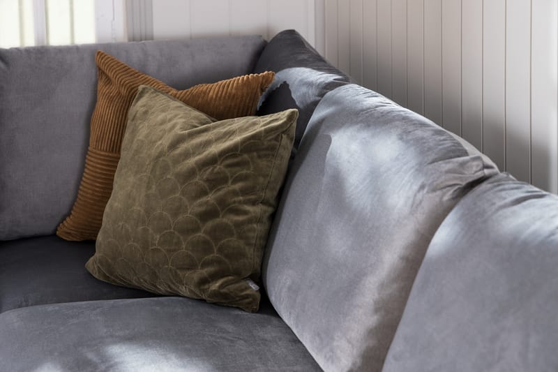 Trend 4-sits Högervänd U-formad Soffa med Divan och Schäslong i Sammet - Ljusgrå - Möbler - Soffa - Sammetssoffa