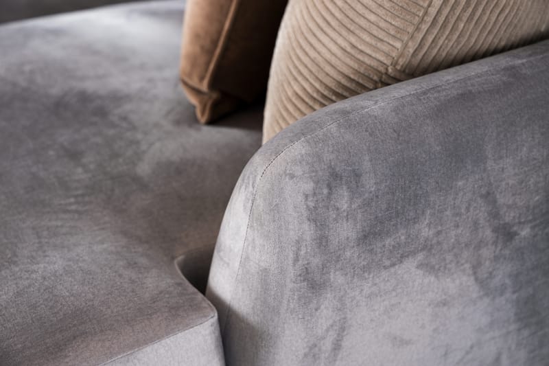Trend 4-sits Högervänd U-formad Soffa med Divan och Schäslong i Sammet - Ljusgrå - Möbler - Soffa - Sammetssoffa
