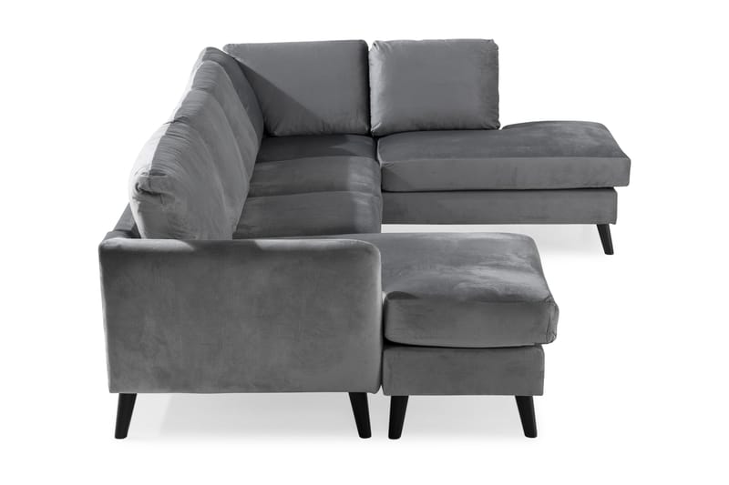 Trend 4-sits Högervänd U-formad Soffa med Divan och Schäslong i Sammet - Ljusgrå - Möbler - Soffa - Sammetssoffa