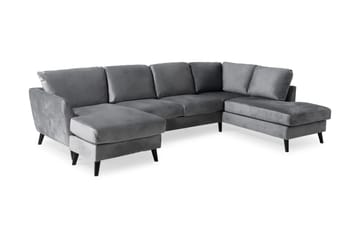 Trend 4-sits Högervänd U-formad Soffa med Divan och Schäslong i Sammet - Ljusgrå - Möbler - Soffa - Sammetssoffa