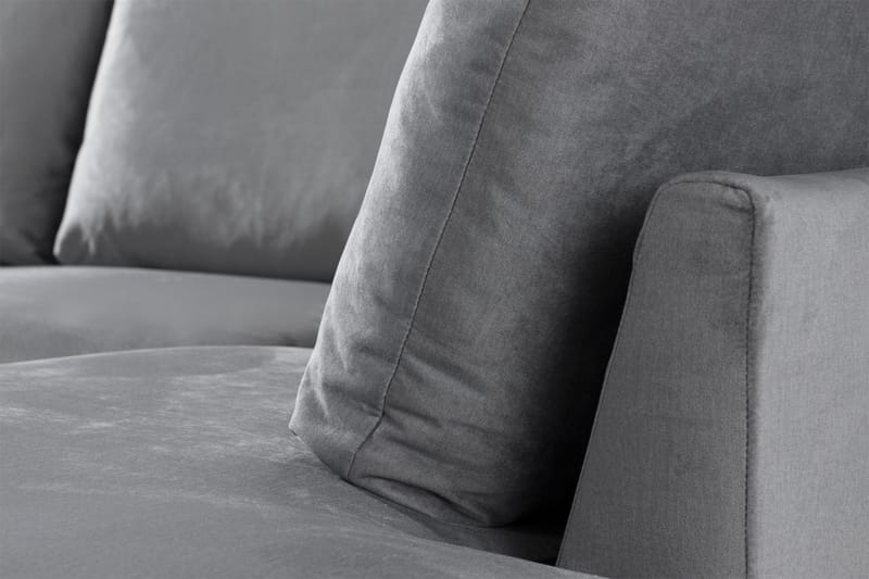 Trend 4-sits Högervänd U-formad Soffa med Divan och Schäslong i Sammet - Ljusgrå - Möbler - Soffa - Sammetssoffa