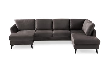 Trend 4-sits Högervänd U-formad Soffa med Divan och Schäslong i Sammet - Mörkgrå - Möbler - Soffa - Sammetssoffa
