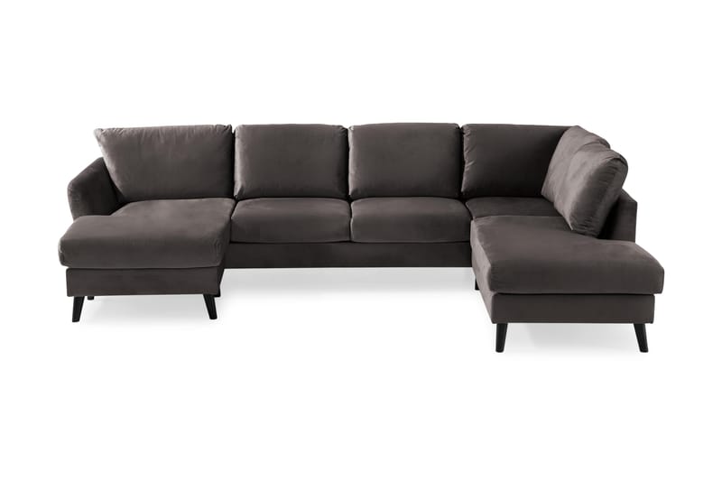 Trend 4-sits Högervänd U-formad Soffa med Divan och Schäslong i Sammet - Mörkgrå - Möbler - Soffa - Sammetssoffa