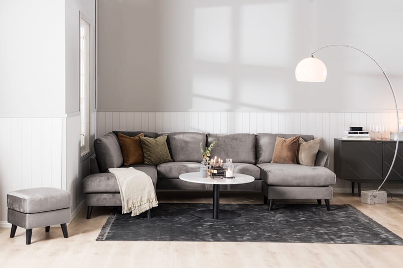 Trend 4-sits Högervänd U-formad Soffa med Divan och Schäslong i Sammet - Mörkgrå - Möbler - Soffa - Sammetssoffa