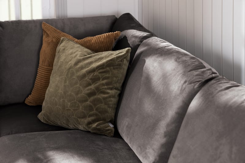 Trend 4-sits Högervänd U-formad Soffa med Divan och Schäslong i Sammet - Mörkgrå - Möbler - Soffa - Sammetssoffa