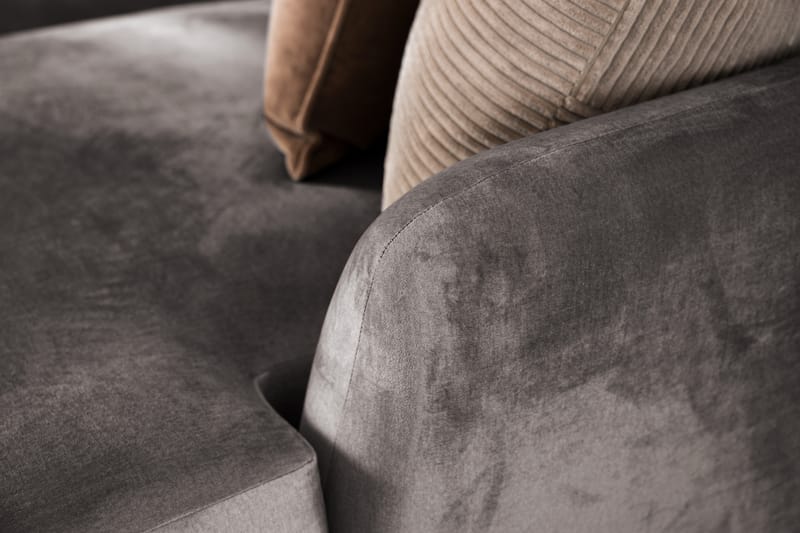 Trend 4-sits Högervänd U-formad Soffa med Divan och Schäslong i Sammet - Mörkgrå - Möbler - Soffa - Sammetssoffa