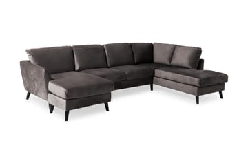 Trend 4-sits Högervänd U-formad Soffa med Divan och Schäslong i Sammet - Mörkgrå - Möbler - Soffa - Sammetssoffa