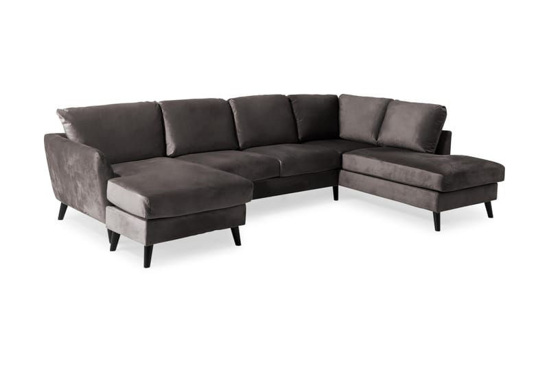 Trend 4-sits Högervänd U-formad Soffa med Divan och Schäslong i Sammet - Mörkgrå - Möbler - Soffa - Sammetssoffa