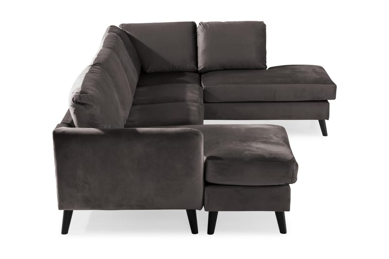 Trend 4-sits Högervänd U-formad Soffa med Divan och Schäslong i Sammet - Mörkgrå - Möbler - Soffa - Sammetssoffa