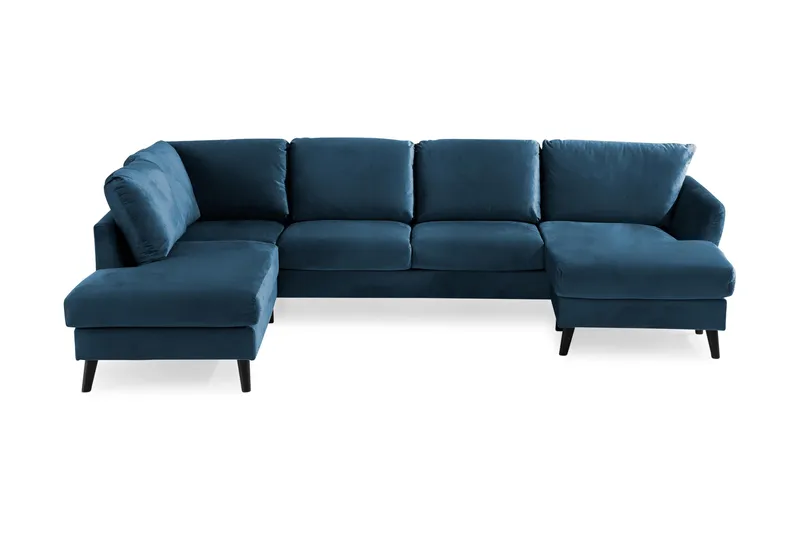 Trend 4-sits Vänstervänd U-formad Soffa med Divan och Schäslong i Sammet - Blå - Möbler - Soffa - Sammetssoffa
