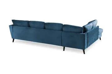 Trend 4-sits Vänstervänd U-formad Soffa med Divan och Schäslong i Sammet - Blå - Möbler - Soffa - Sammetssoffa