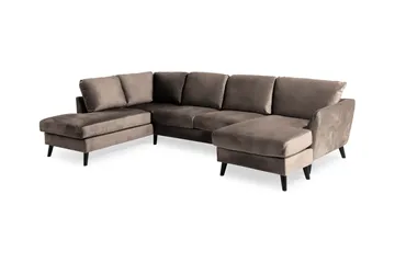 Trend 4-sits Vänstervänd U-formad Soffa med Divan och Schäslong i Sammet - Brun - Möbler - Soffa - Sammetssoffa