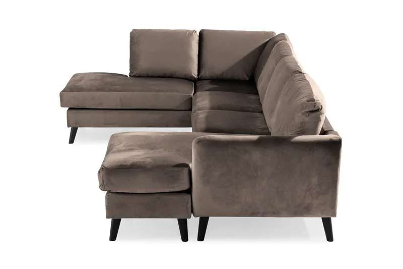 Trend 4-sits Vänstervänd U-formad Soffa med Divan och Schäslong i Sammet - Brun - Möbler - Soffa - Sammetssoffa