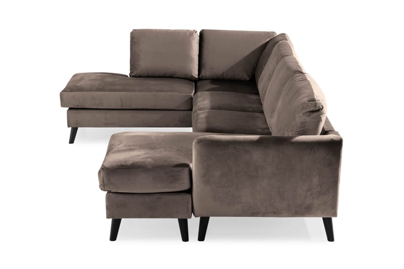 Trend 4-sits Vänstervänd U-formad Soffa med Divan och Schäslong i Sammet - Brun - Möbler - Soffa - Sammetssoffa